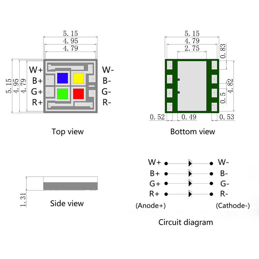 5050 12W/20W High power flat lens RGBW LED