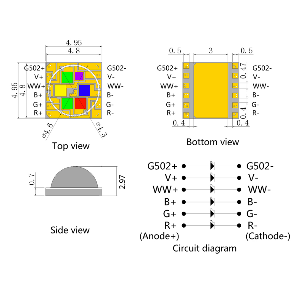 5050RGBWWVG six in one magic led light bead highlight stage light landscape light 5050 full color led light bead