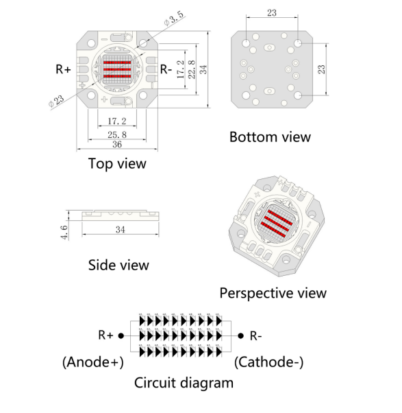 30W RED J1C COB Module LED