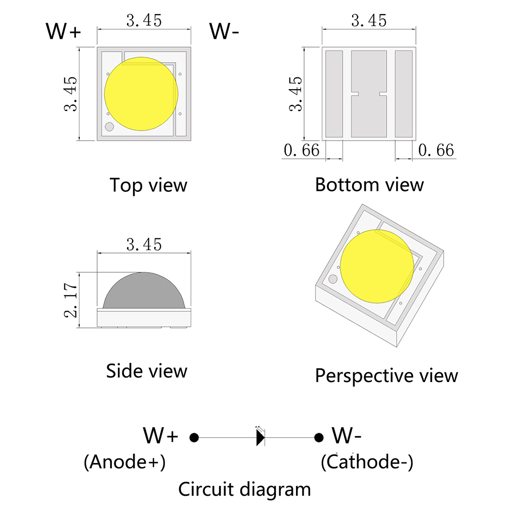 Ceramic 353518V high voltage 3W high-power ultra bright white light bead