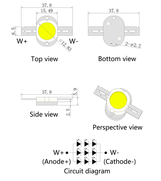 High Power Positive White/Warm White LED Module (5-120W)