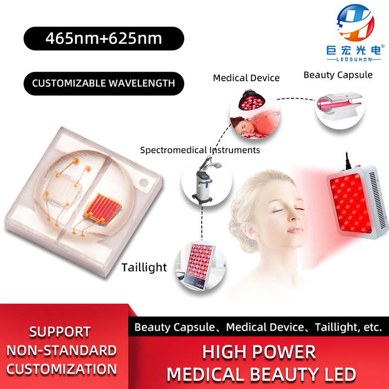 Customized 3535 Medical Beauty Physical Therapy Red and Blue Dual Color 465nm 625nm LED Beads