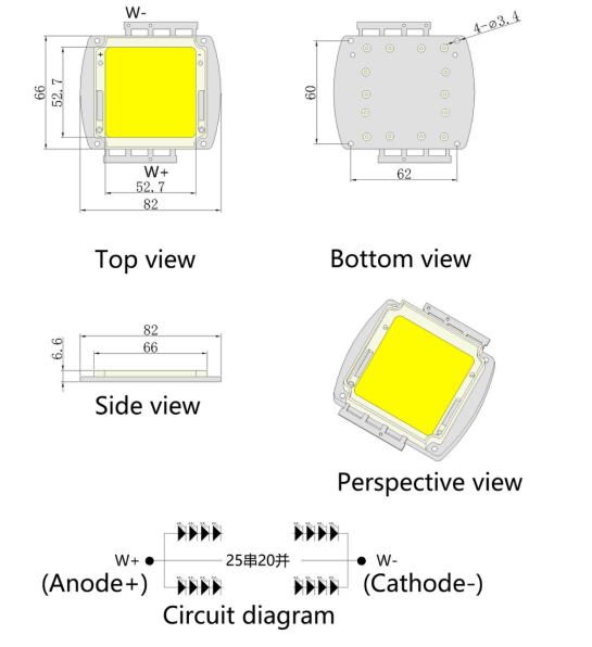 300W/500W White 6000K Light Integrated Module Led X1C