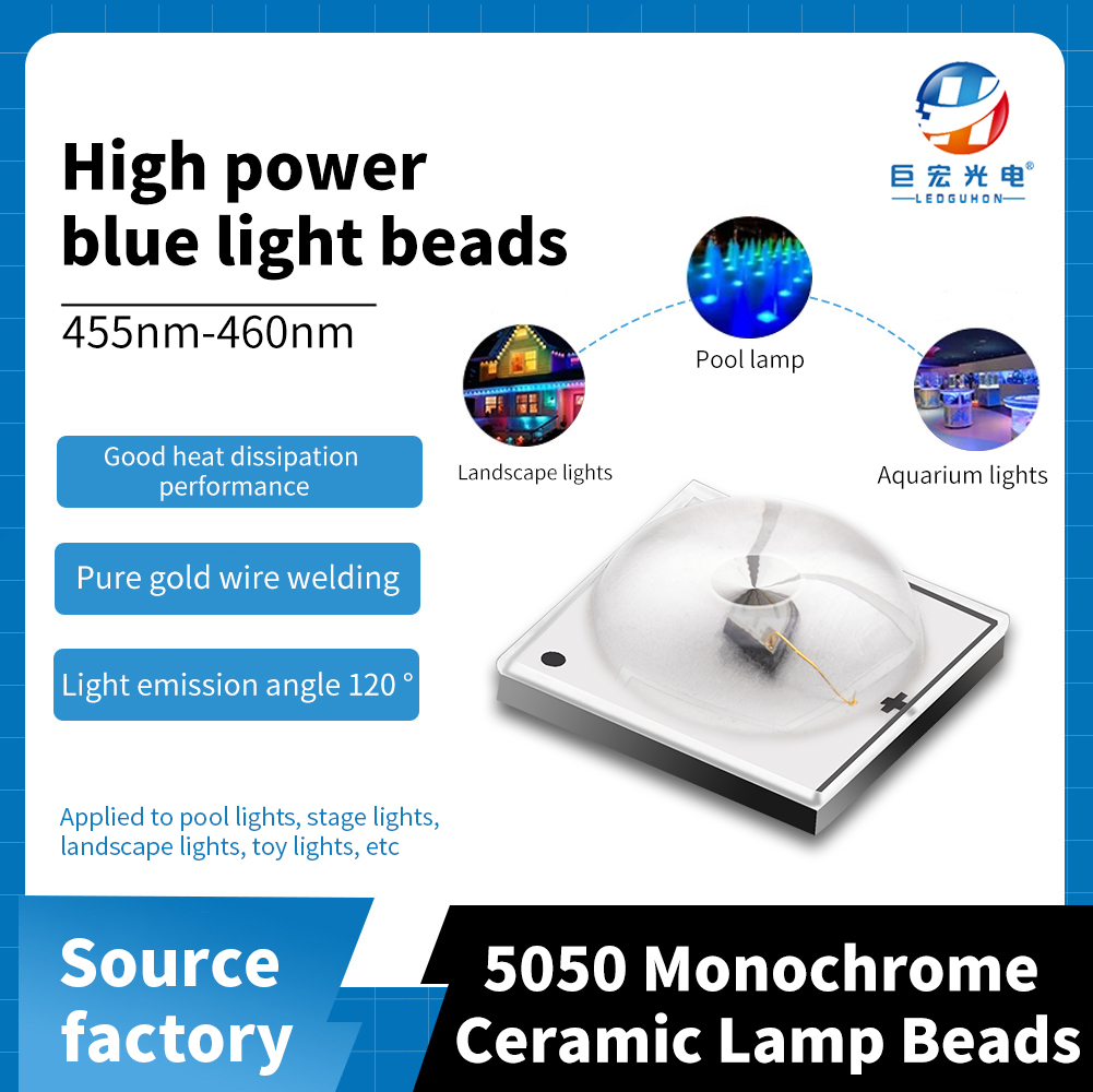 Ceramic 5050 ball head 150 degrees 1W high-power red blue color LED light source