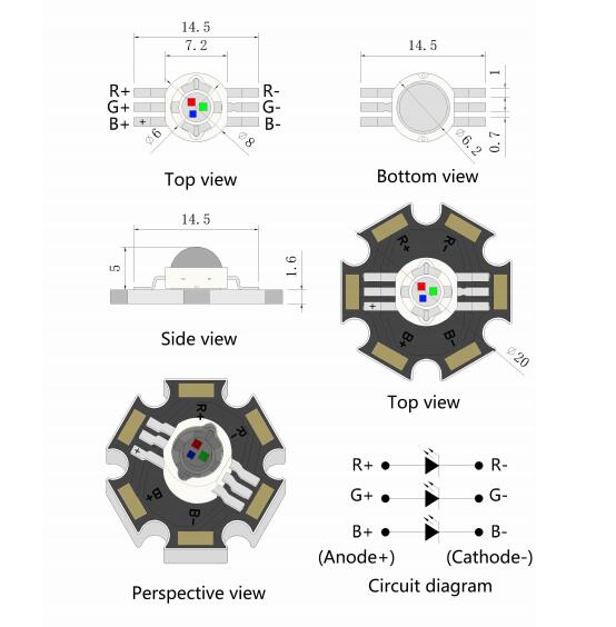 6pins High Power 1.5W 3W 9W RGB Led With PCB