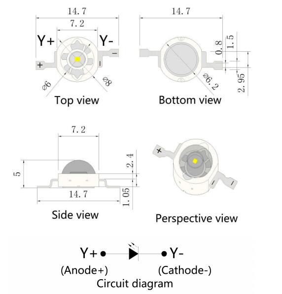 High Power 1w 3w Yellow Led diode