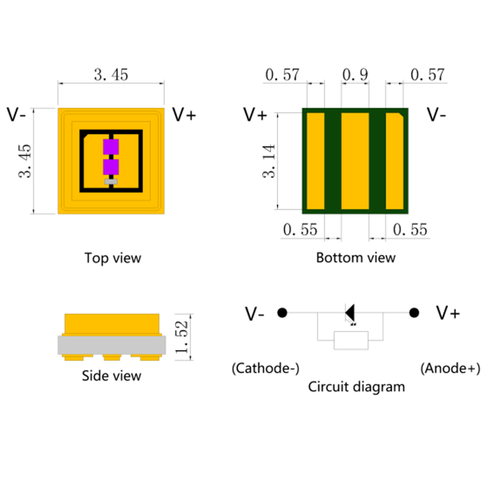Ceramic 3535 UV 305-310nm UV curing light source