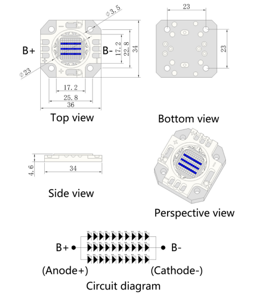 30W BULE J1C COB Module LED