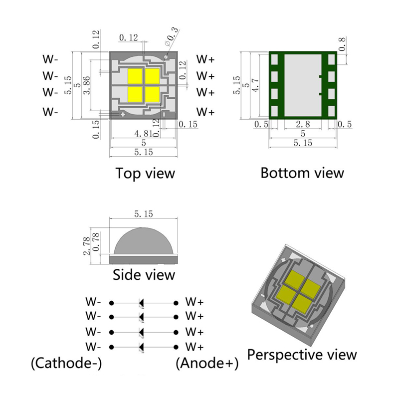 5050 Ceramic SMD White/Warm white LED