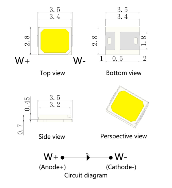 0.5W White 2835/3030 SMD LED