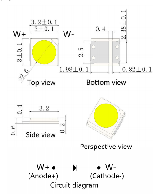 0.5W White 2835/3030 SMD LED