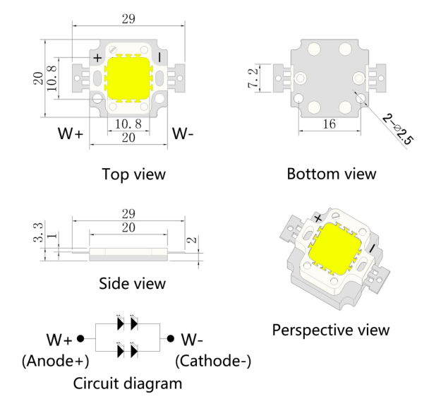 High Power Positive White/Warm White LED Module (5-120W)