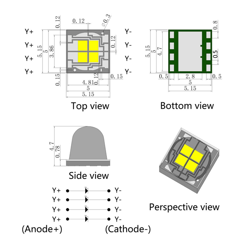 590nm Yellow LED Chip 3535 LED Datasheet 3W Yellow LED Chip