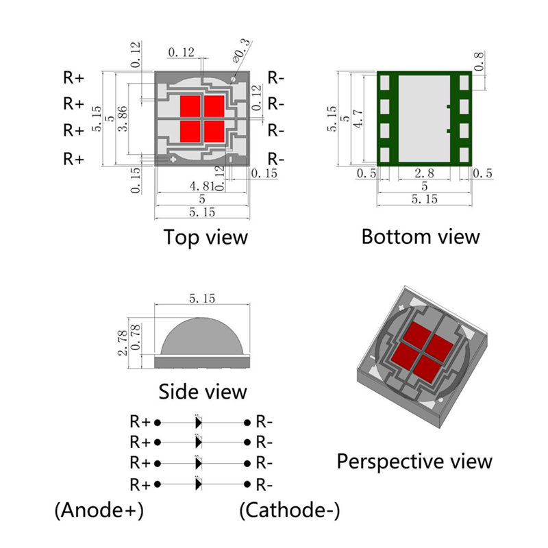 High Power SMD LED Diode Red LED Chip 3W