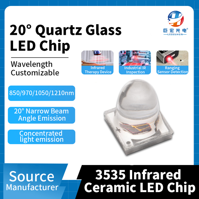 Ceramic 3535 3W high-power infrared LED light source with emission angles of 850/970/1050/1210nm and a 20° emission angle