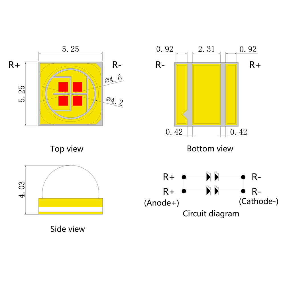 5050 quartz glass 60° lens 680-685nm industrial visual inspection high-power LED light source